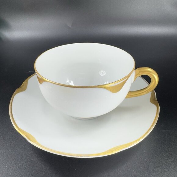 ROYAL OEG Austria VERAGOLD Gold Ivory Fine Porcelain Teacup And Saucer Set VTG - Picture 14 of 14